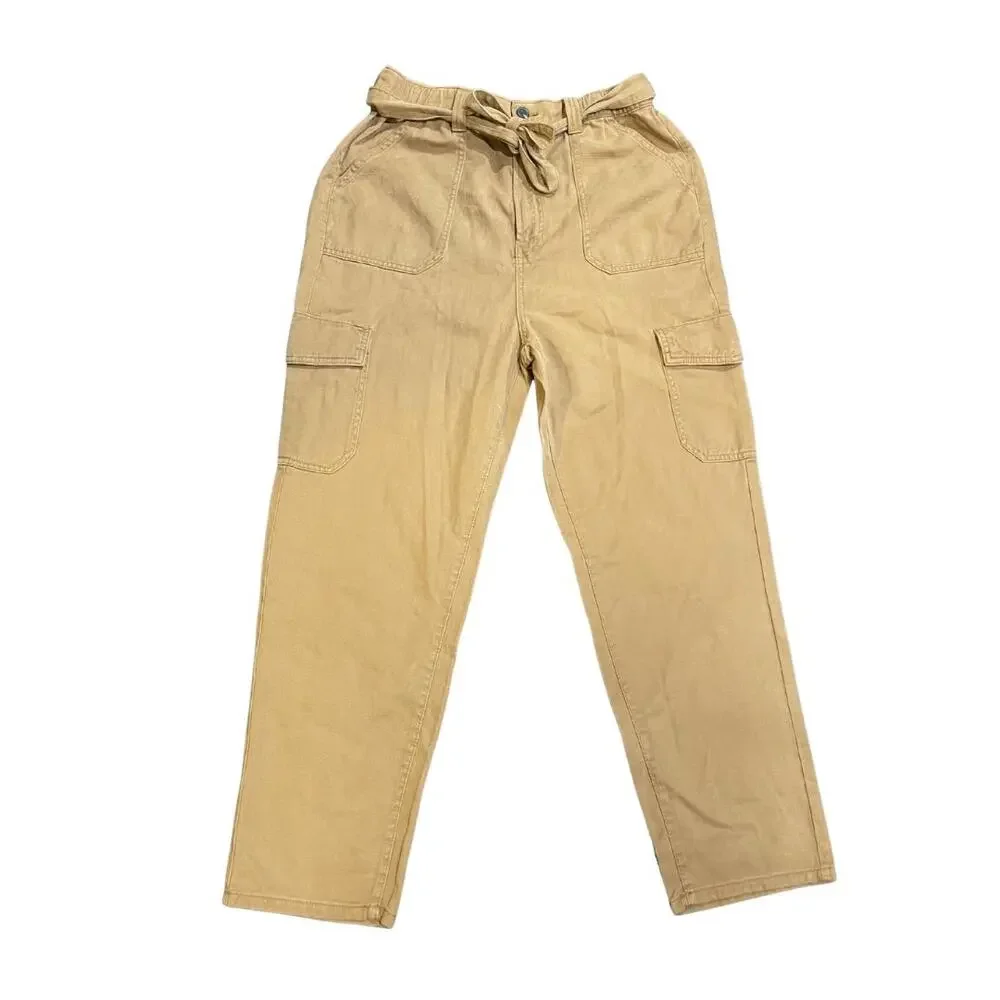 ana A New Approach Brown Cargo Pants Tie Waist 12 Pockets Casual Streetwear NWT - Picture 1 of 5